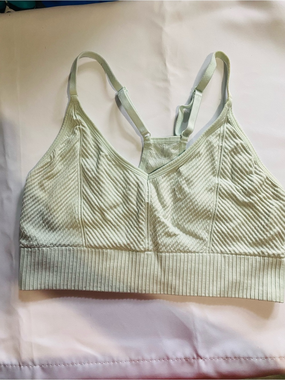 PINK Victoria's Secret Light Green Ribbed Bralette
